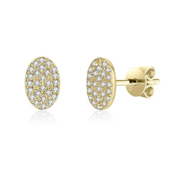 Real Diamond Oval Shape Small Stud Earrings